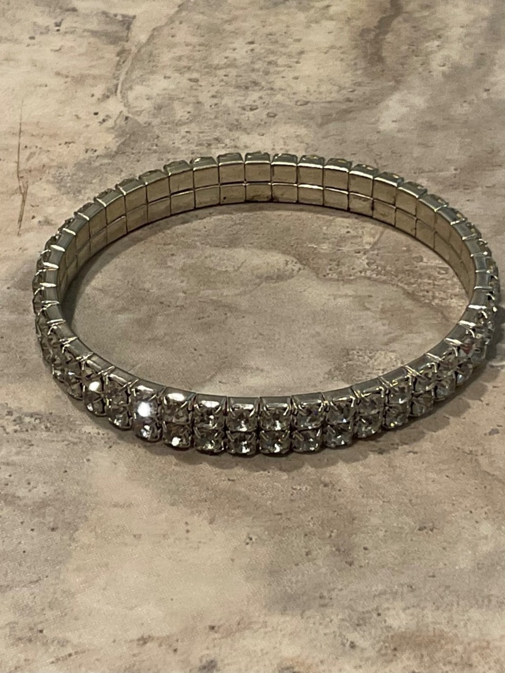 Silver Crystal Double-Row Stretch Bracelet